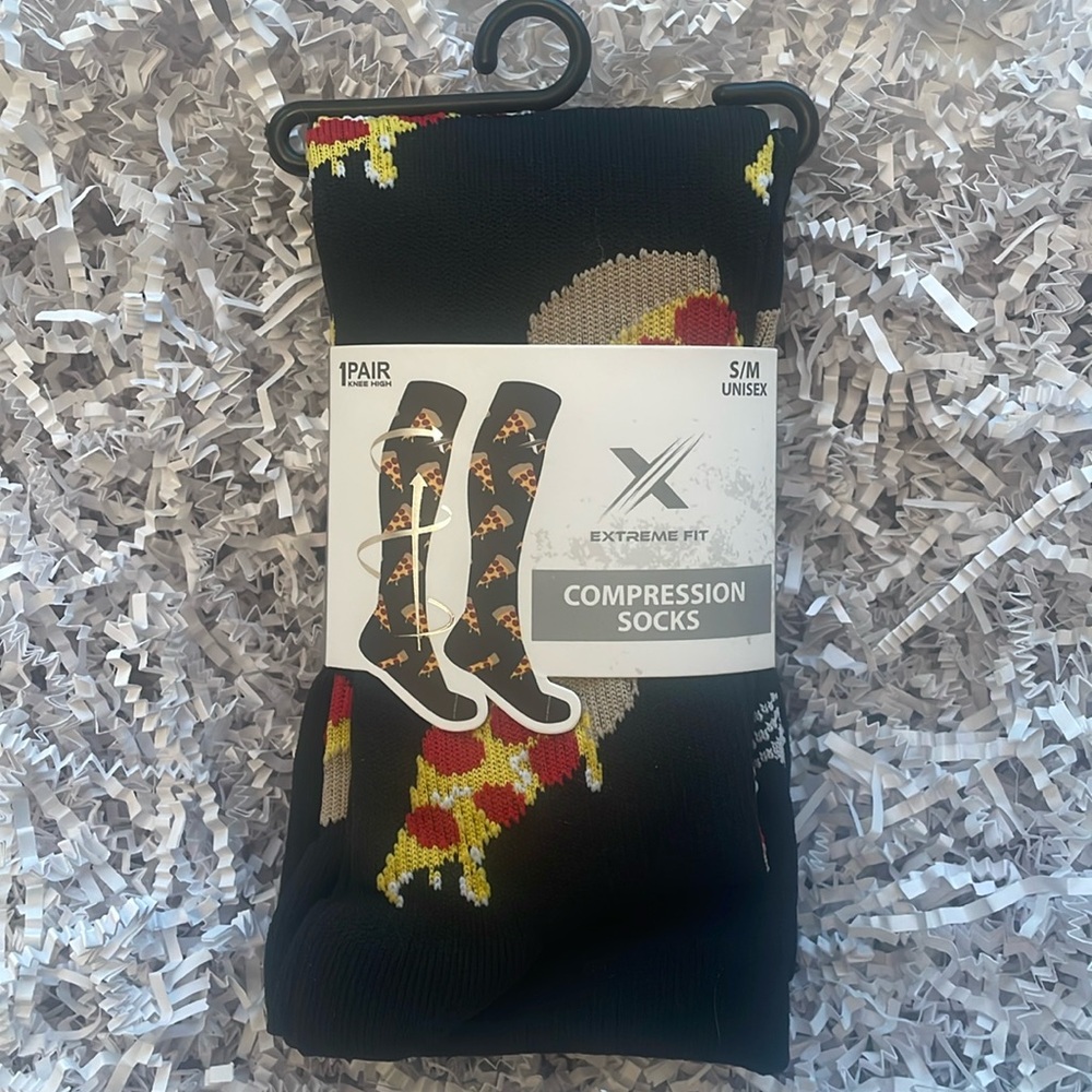 Pizza Slice Compression Socks New with Tag size S/M 15-20mmHg compressi…